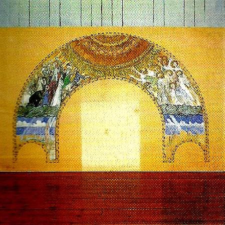 Carl Larsson skiss till vaggmalning troligen ostra vaggen, avsedd for uppenbarelsekyrkan i saltsjobaden oil painting picture